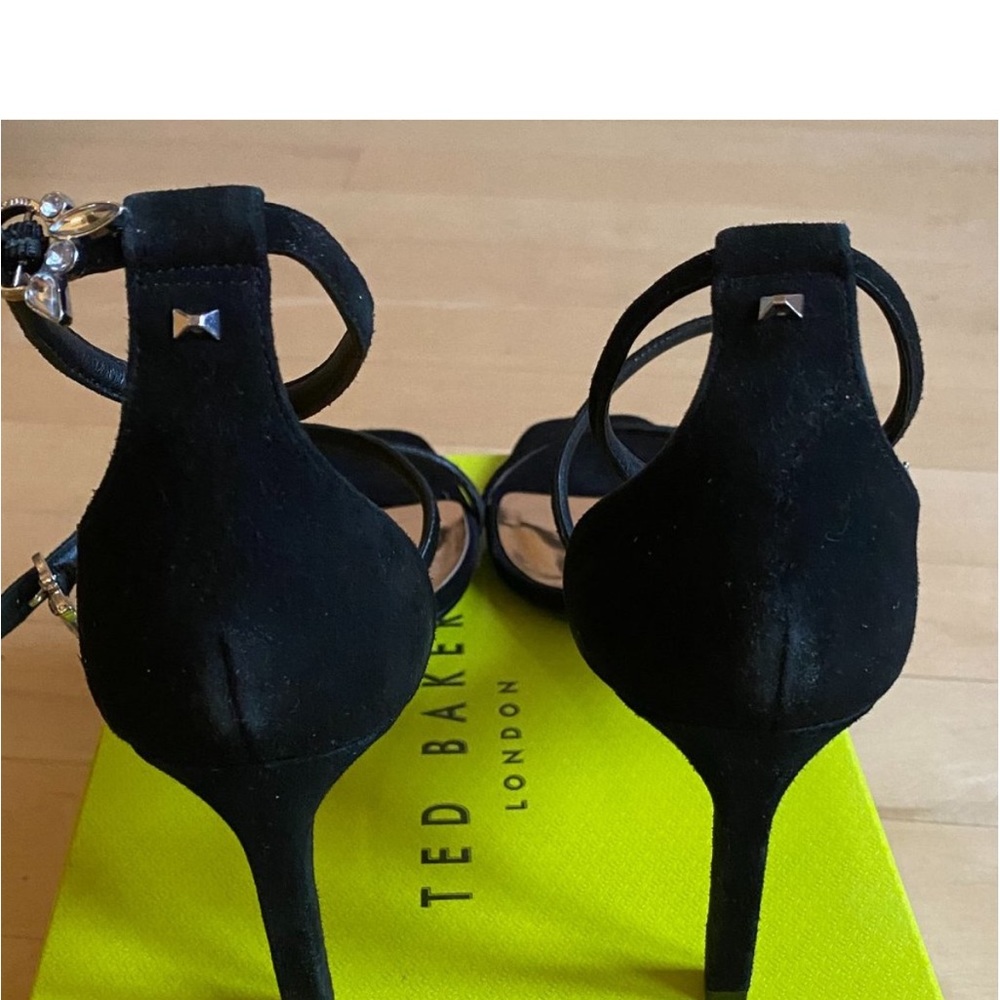 Ted Baker NEW black suede heels ankle 3 straps